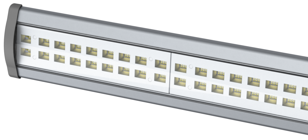 A 3d render of NET LED Lighting's Burwell Linear High Bay