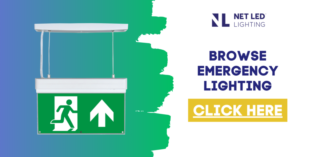 A call to action encouraging electrical wholesalers to browse NET LED Lighting's non-maintained emergency lighting range