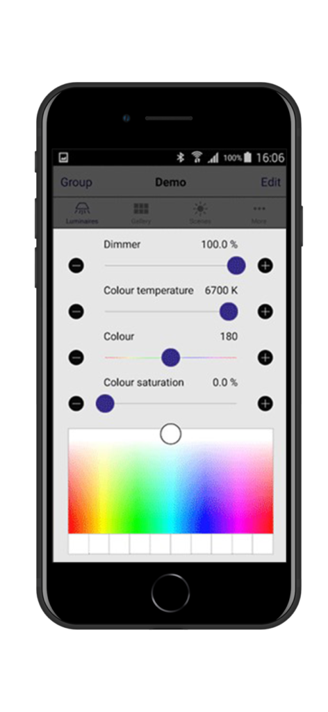 A photo of the Tridonic 4remote BT App in use