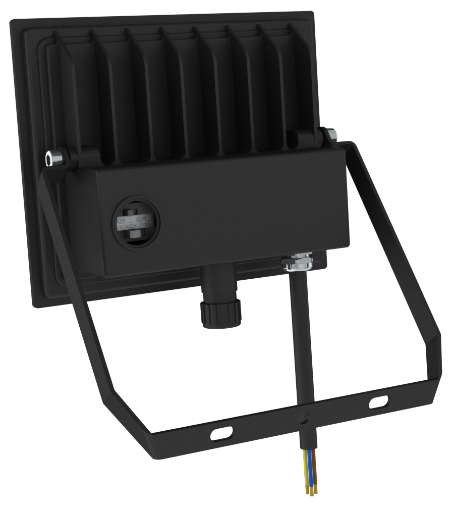 Back view of Keyston Tri-Colour Dual Wattage LED Flood Light showing the wattage and tri-colour switch.